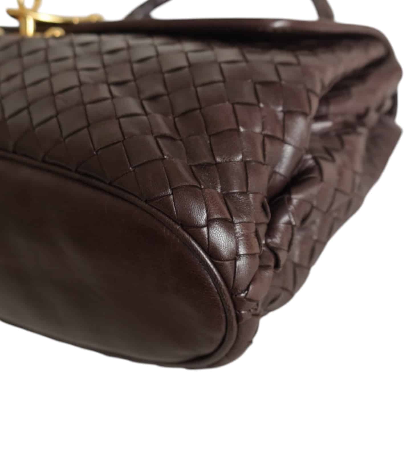 BOTTEGA VENETA Vintage Black Sheepskin Woven Handbag. - Image 9