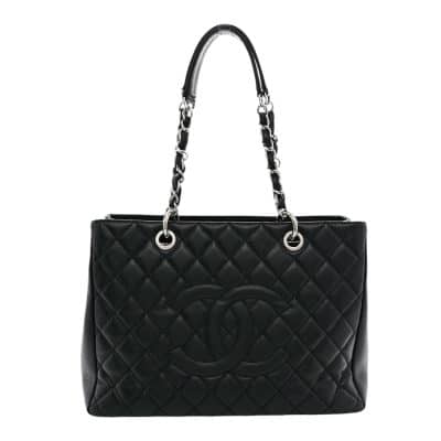 CHANEL Caviar Quilted Shopping Tote GST in Black.